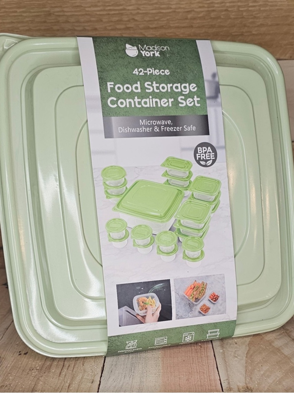 Madison York 42-Piece Light Green Food Storage Container Set
